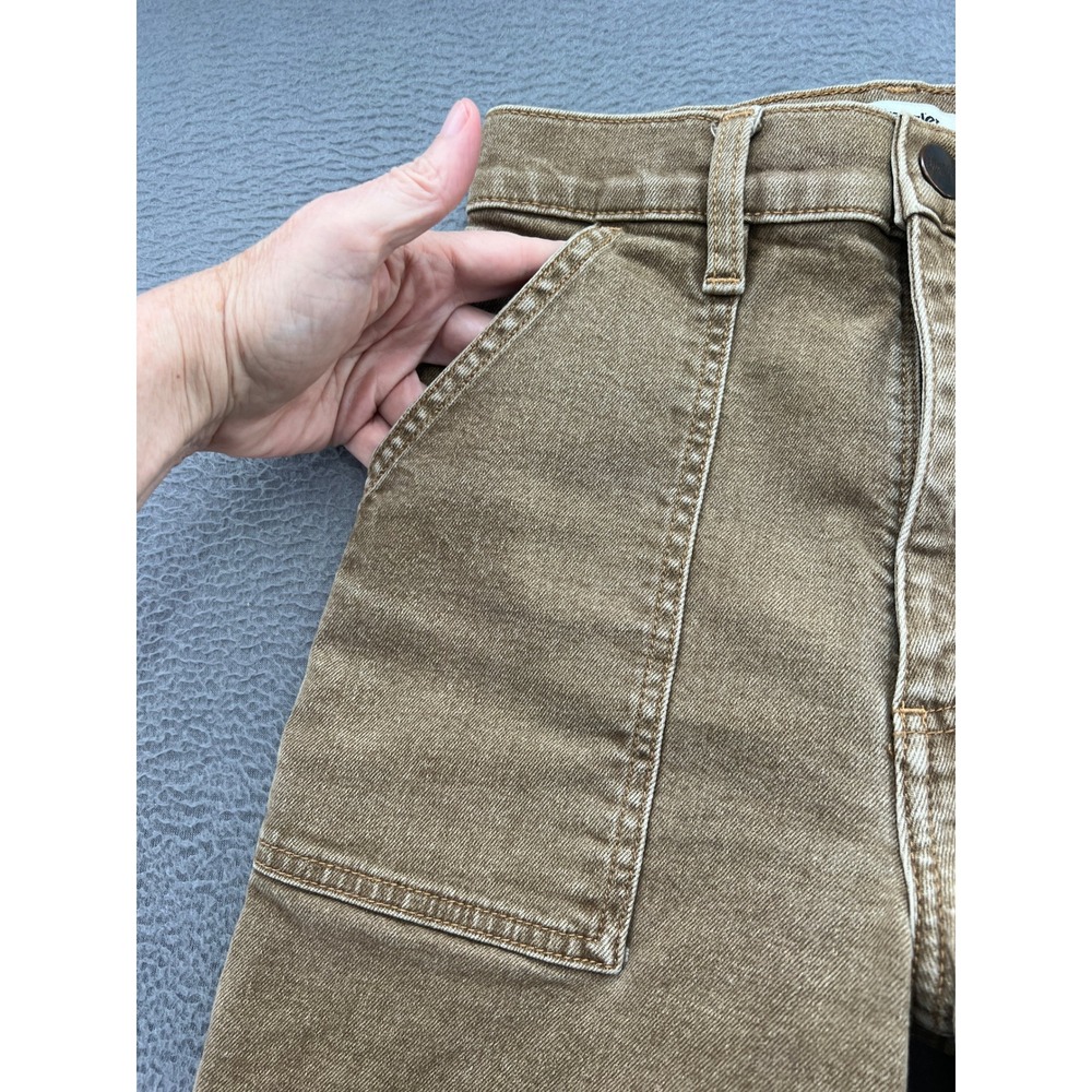 Wrangler Jeans Women's Size 25 Tan Brown Wide Leg Crop High Rise Patch Pocket - Picture 2 of 14